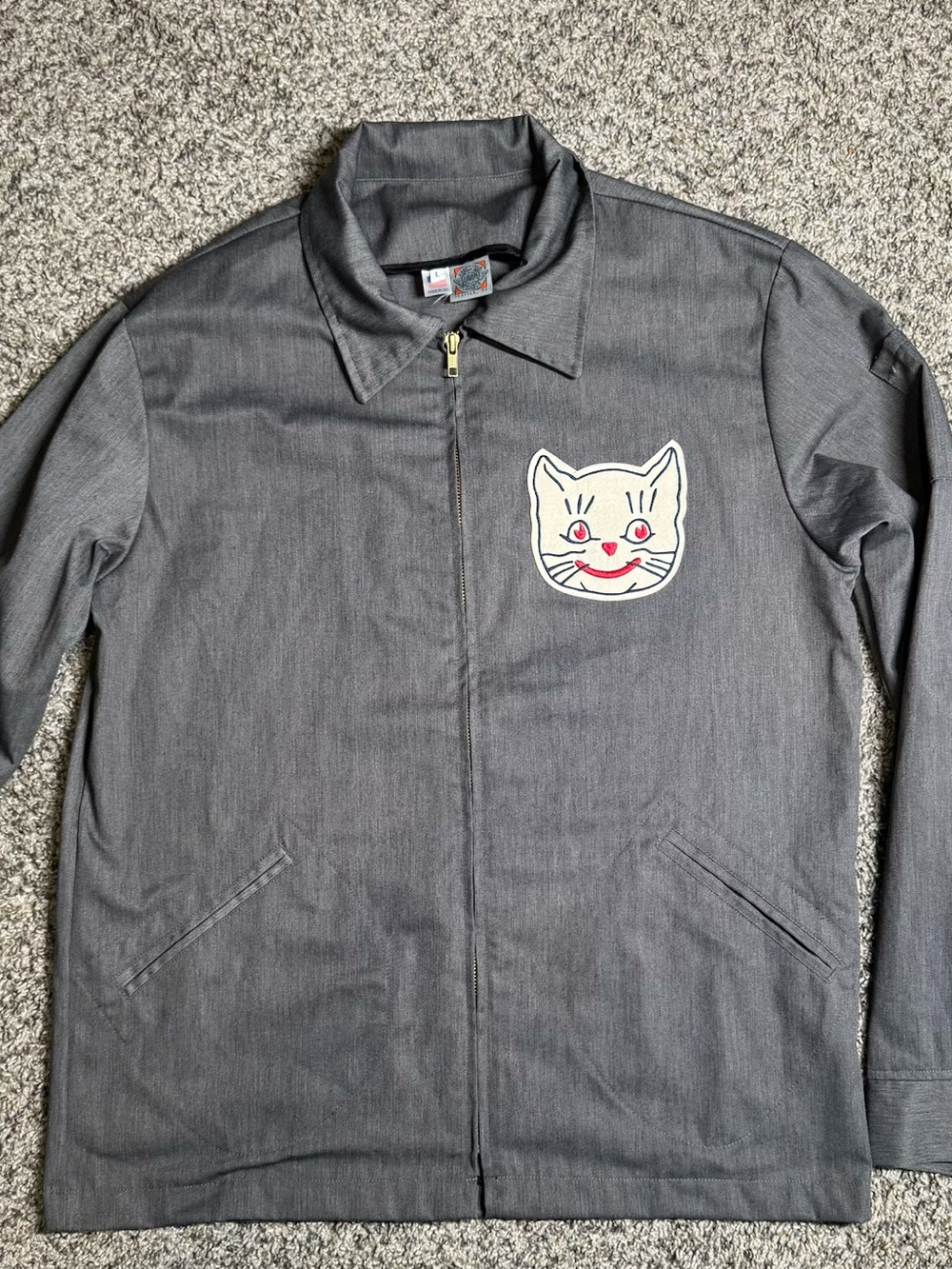 Ebbets Field Flannels Kansas City Katz Grounds Crew Jacket Grey Men's Size L